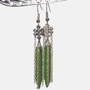 Handmade Silver Plated Celtic Knot Chains & Howlite Dagger Bead Dangle Earrings